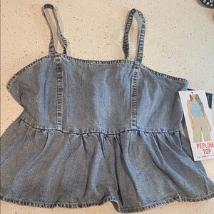 Blue Denim Peplum Top